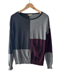 Democracy Knit Sweater Colorblock Pullover Cotton Blend‎ XS Cabincore Grandma